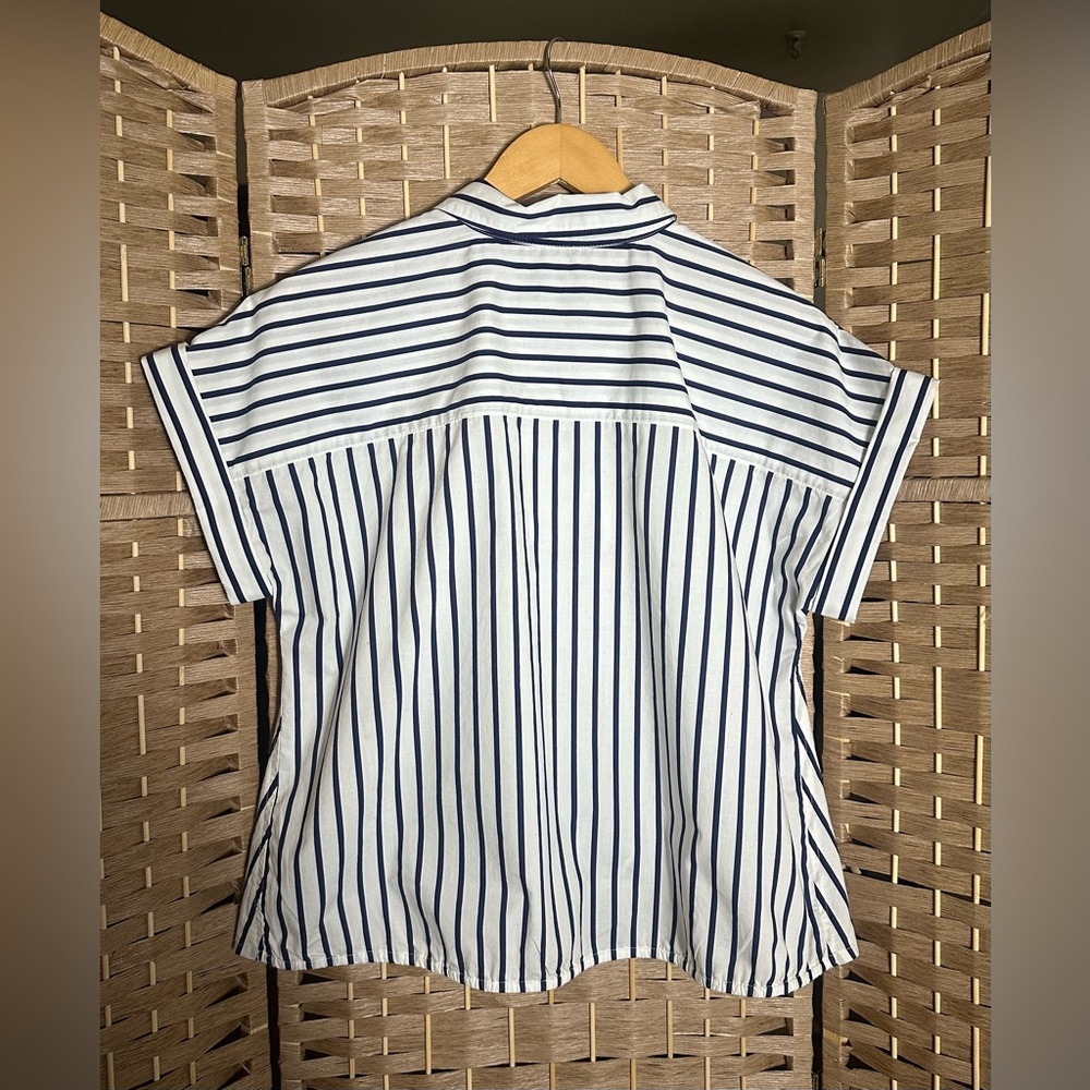 Talbots Twist Hem Nautical Stripe Shirt Top - Size Medium - Picture 5 of 10